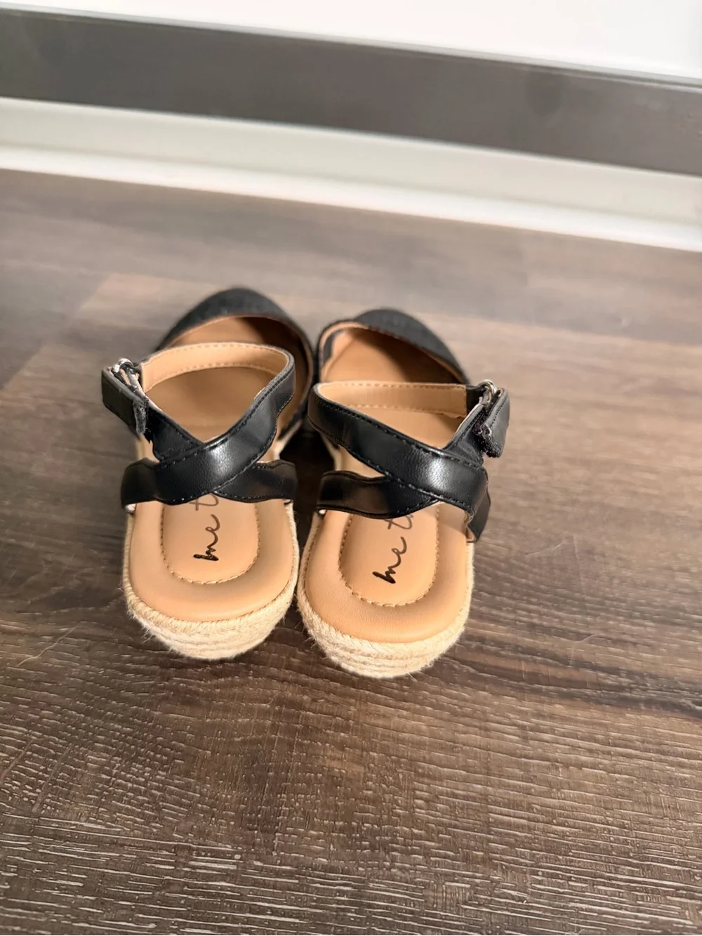 me too Black Crochet Espadrille Ankle-Strap Sandals